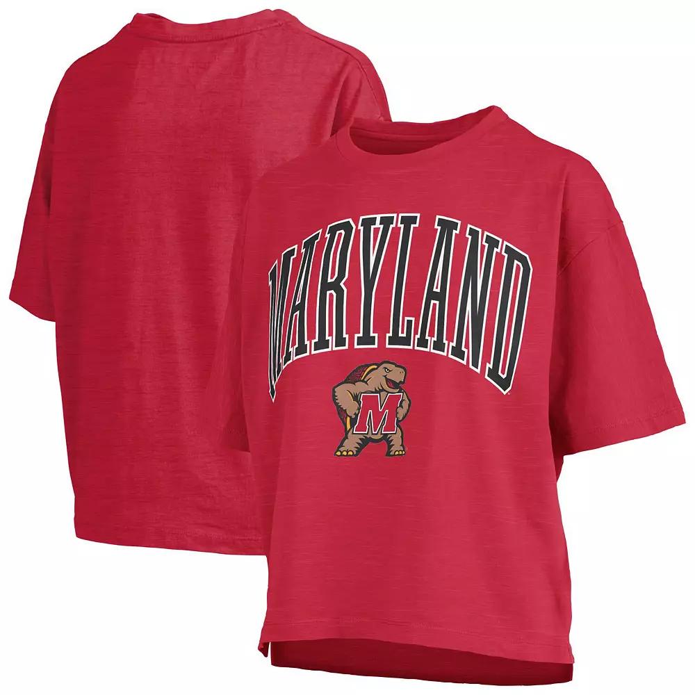 Women's Pressbox Red Maryland Terrapins Nelson Arch Over Logo Waist Length Over Product Image