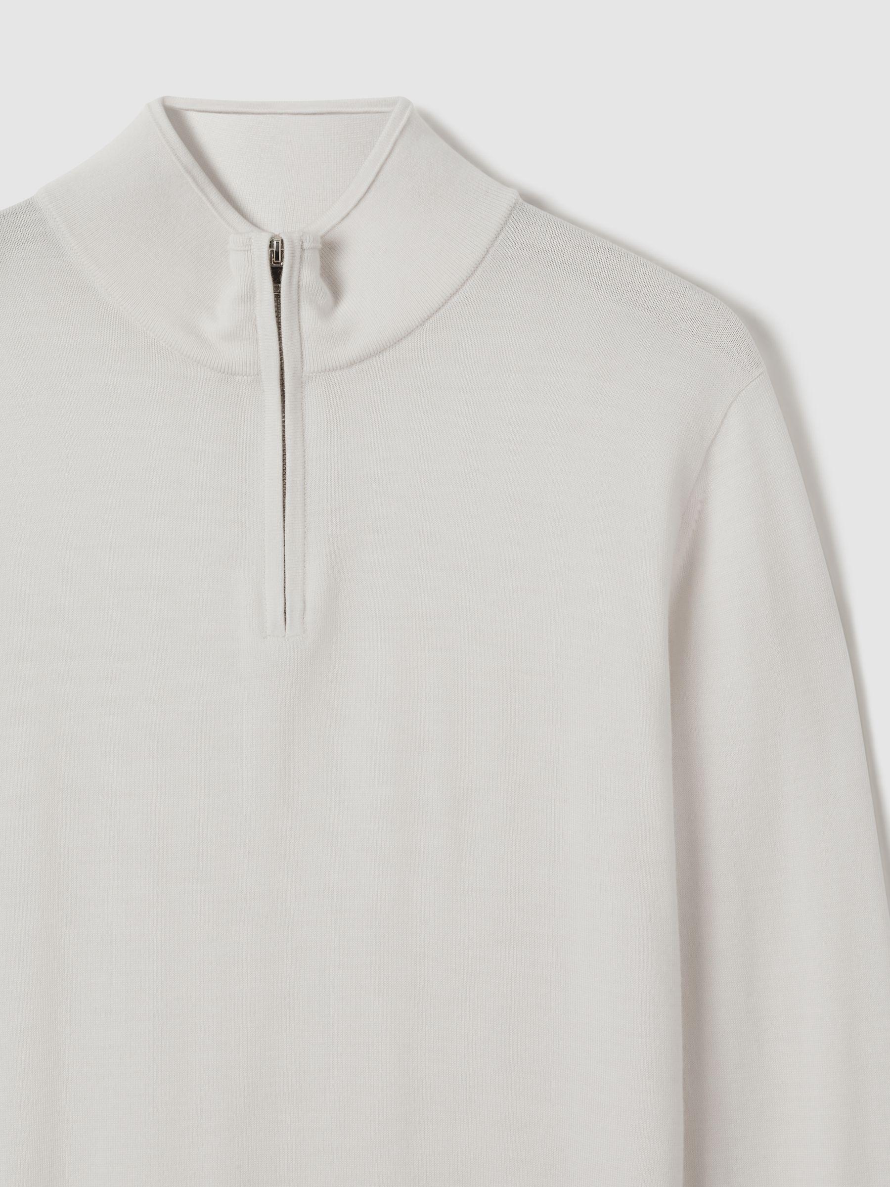 Merino Wool Half-Zip Funnel Neck Jumper in Snow Product Image
