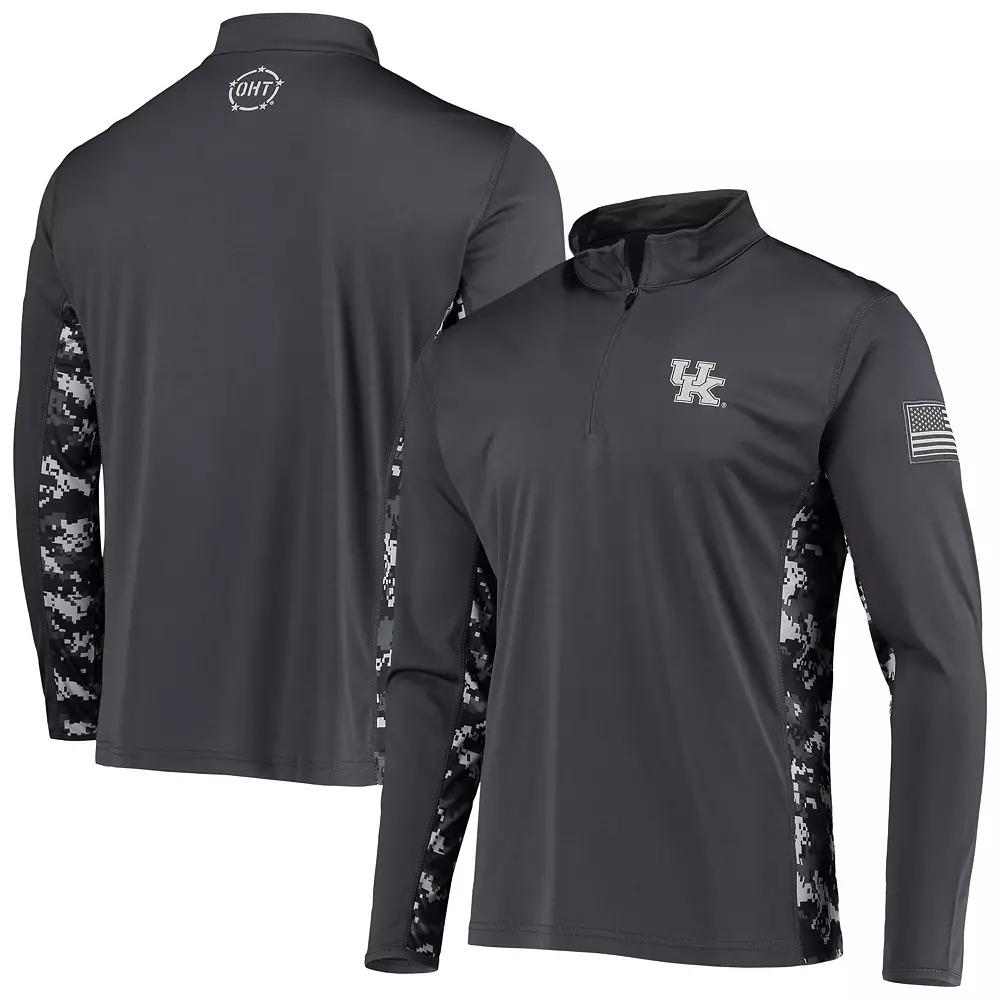 Men's Colosseum Charcoal Kentucky Wildcats OHT Military Appreciation Digital Camo Lightweight Quarter-Zip Pullover,  Product Image