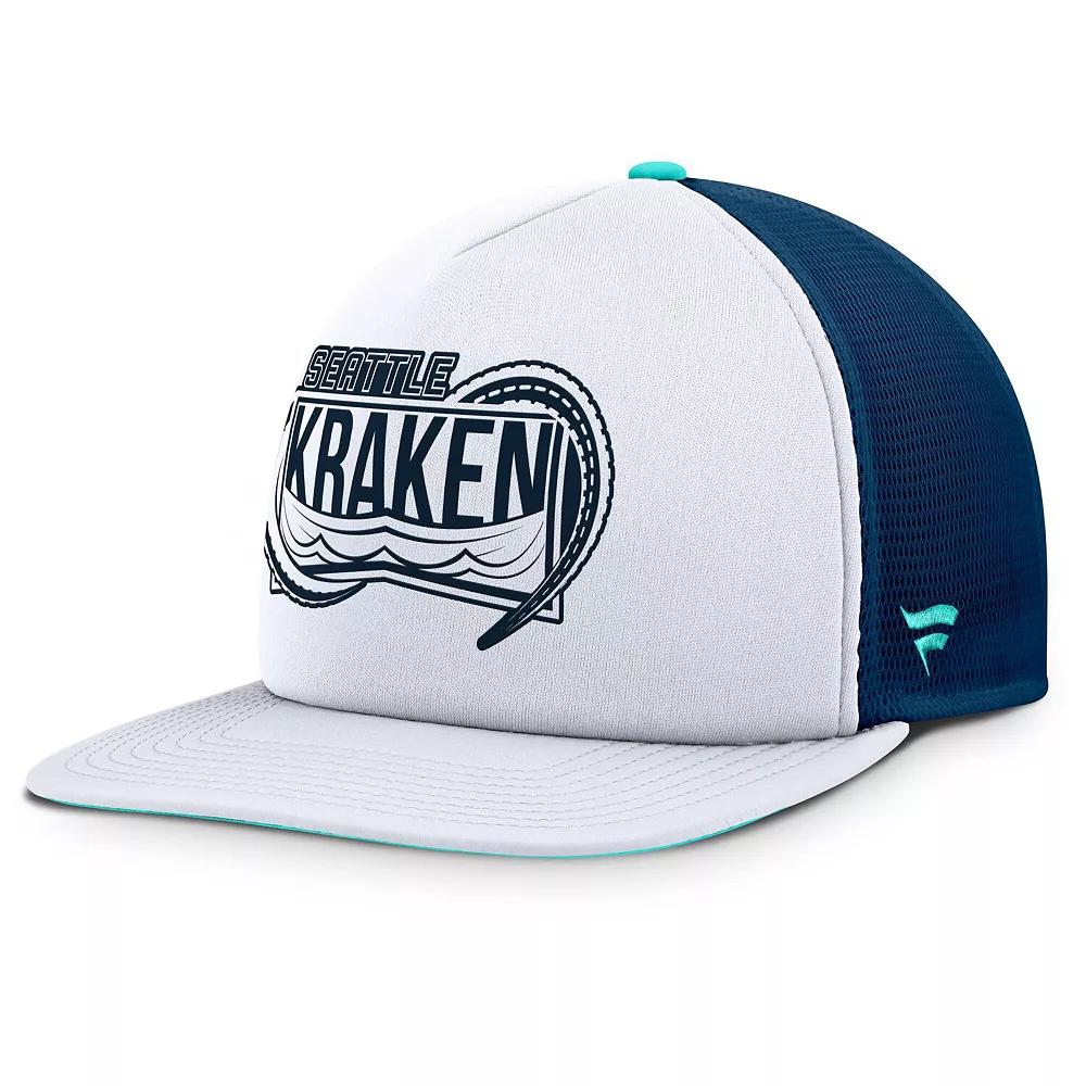 Men's Fanatics White/Deep Sea Blue Seattle Kraken Authentic Pro Hometown Rink Foam Trucker Snapback Hat, Krk White Product Image