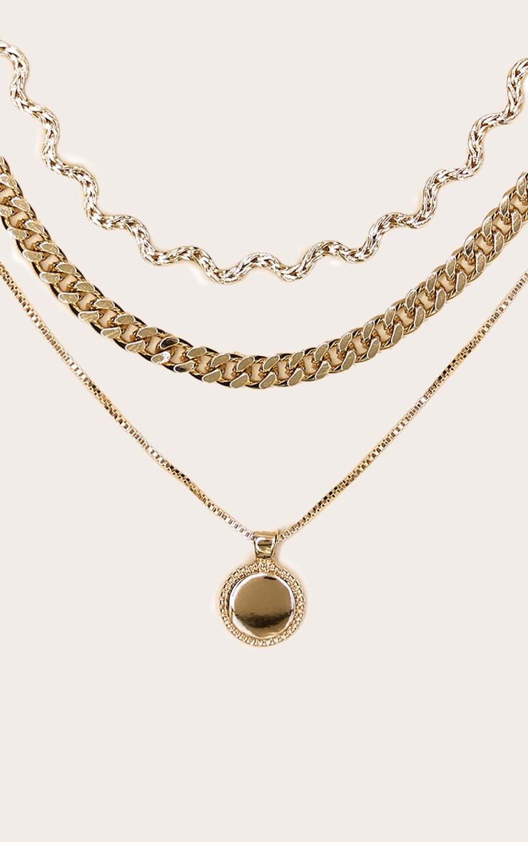 Gold Layered Pendant Chain Twist Necklace Product Image