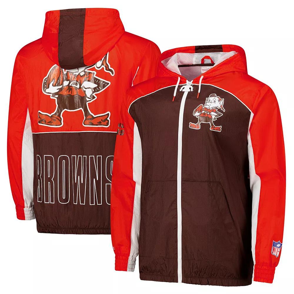 Men's Mitchell & Ness Brown Cleveland Browns Big Shot Premium Full-Zip Windbreaker, Size: XL Product Image