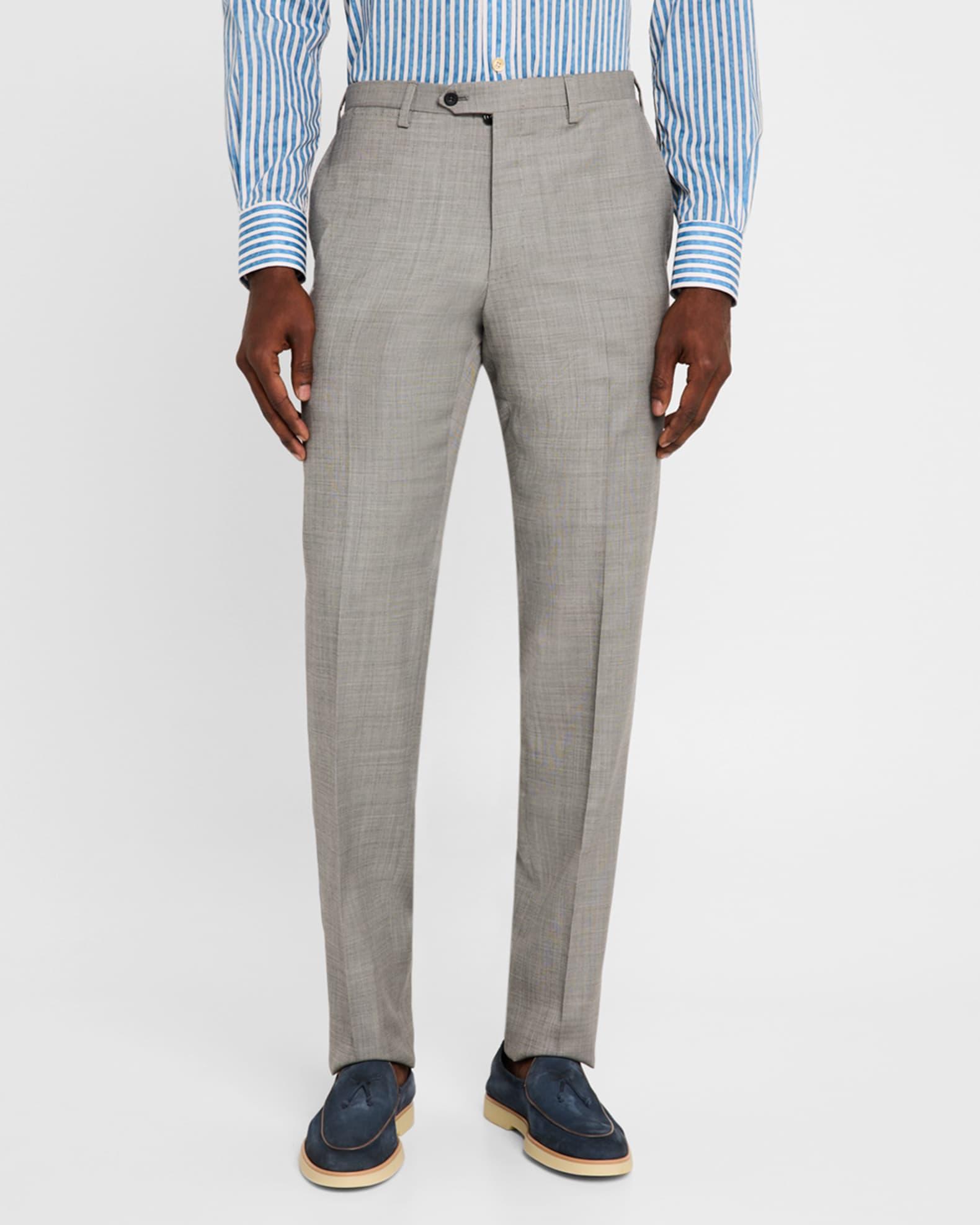 Men's Wool Sharkskin Flat-Front Trousers Product Image