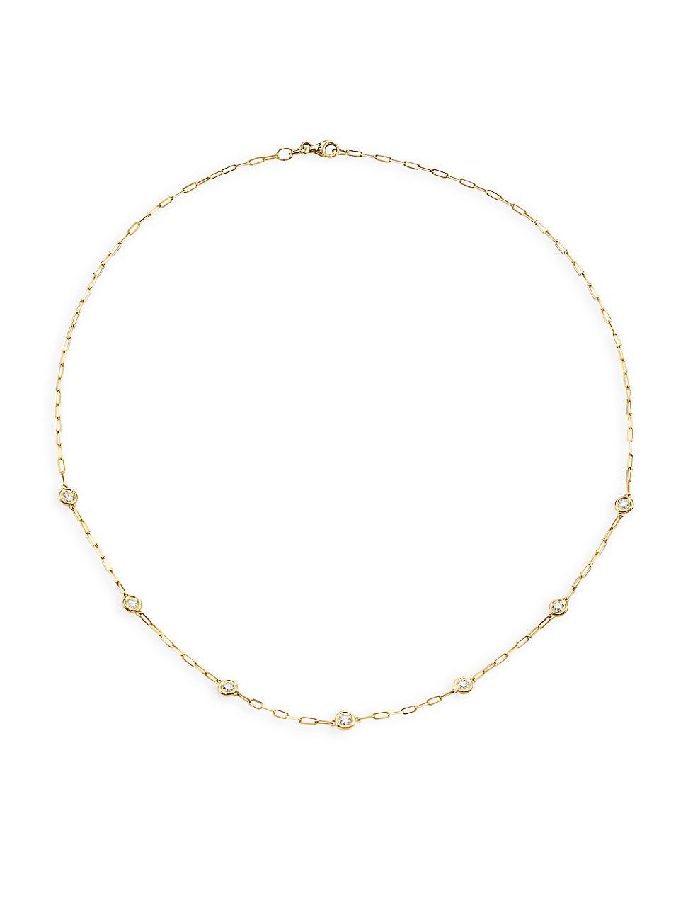 Womens 14K Yellow Gold & 0.75 TCW Natural Diamond Station Necklace Product Image