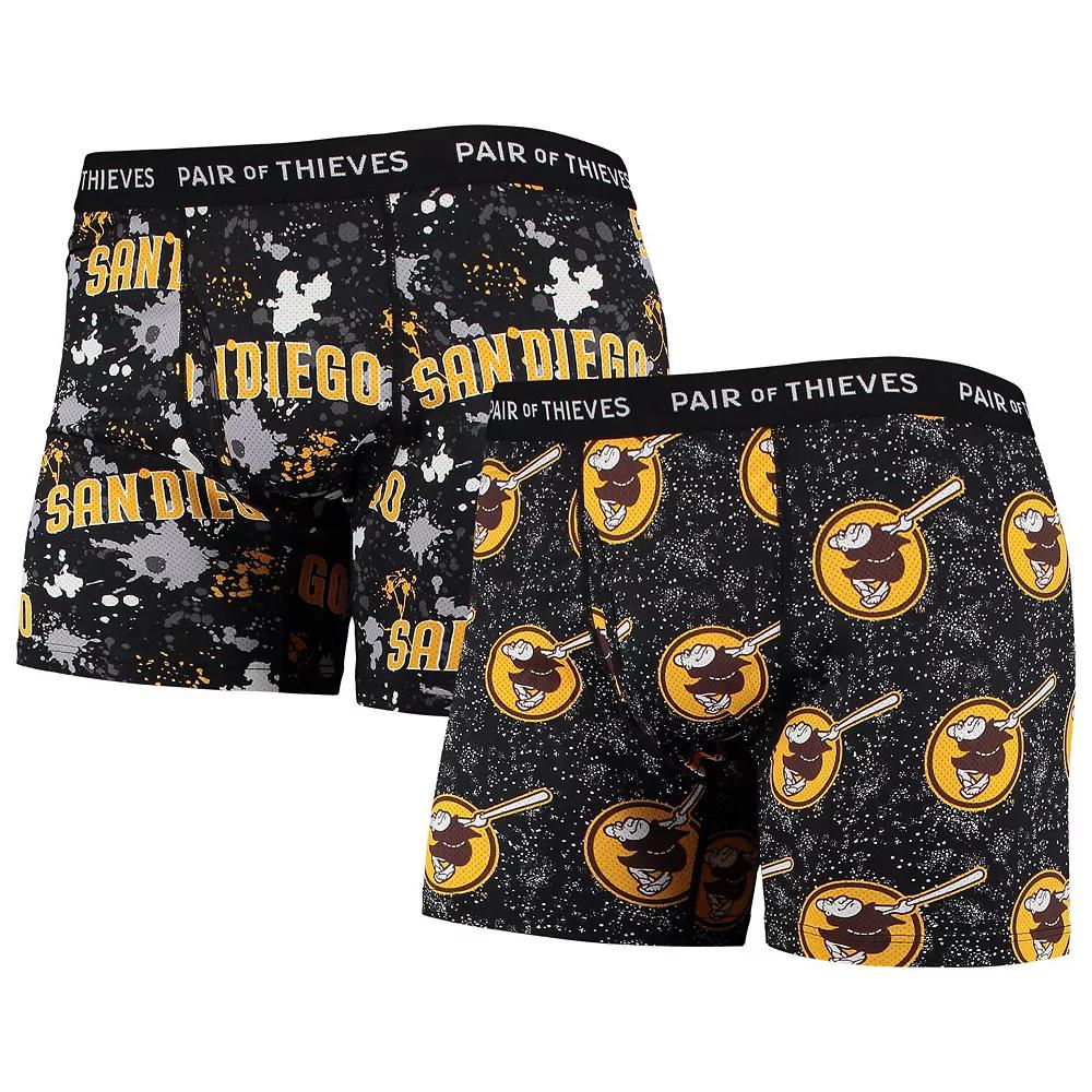 Men's Pair of Thieves Black San Diego Padres Super Fit 2-Pack Boxer Briefs Set, Size: XL Product Image