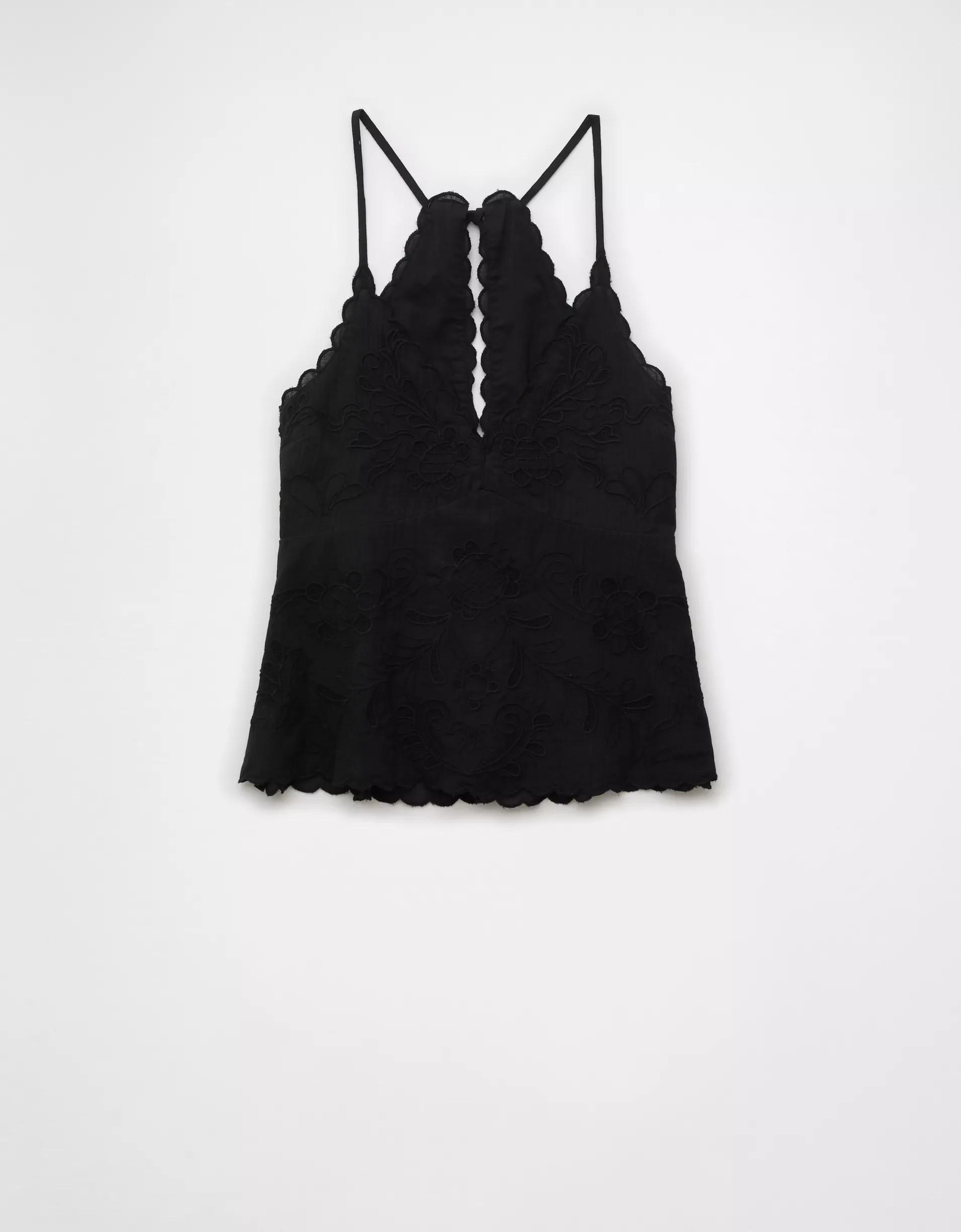 AE V-Neck Embroidered Halter Top Product Image