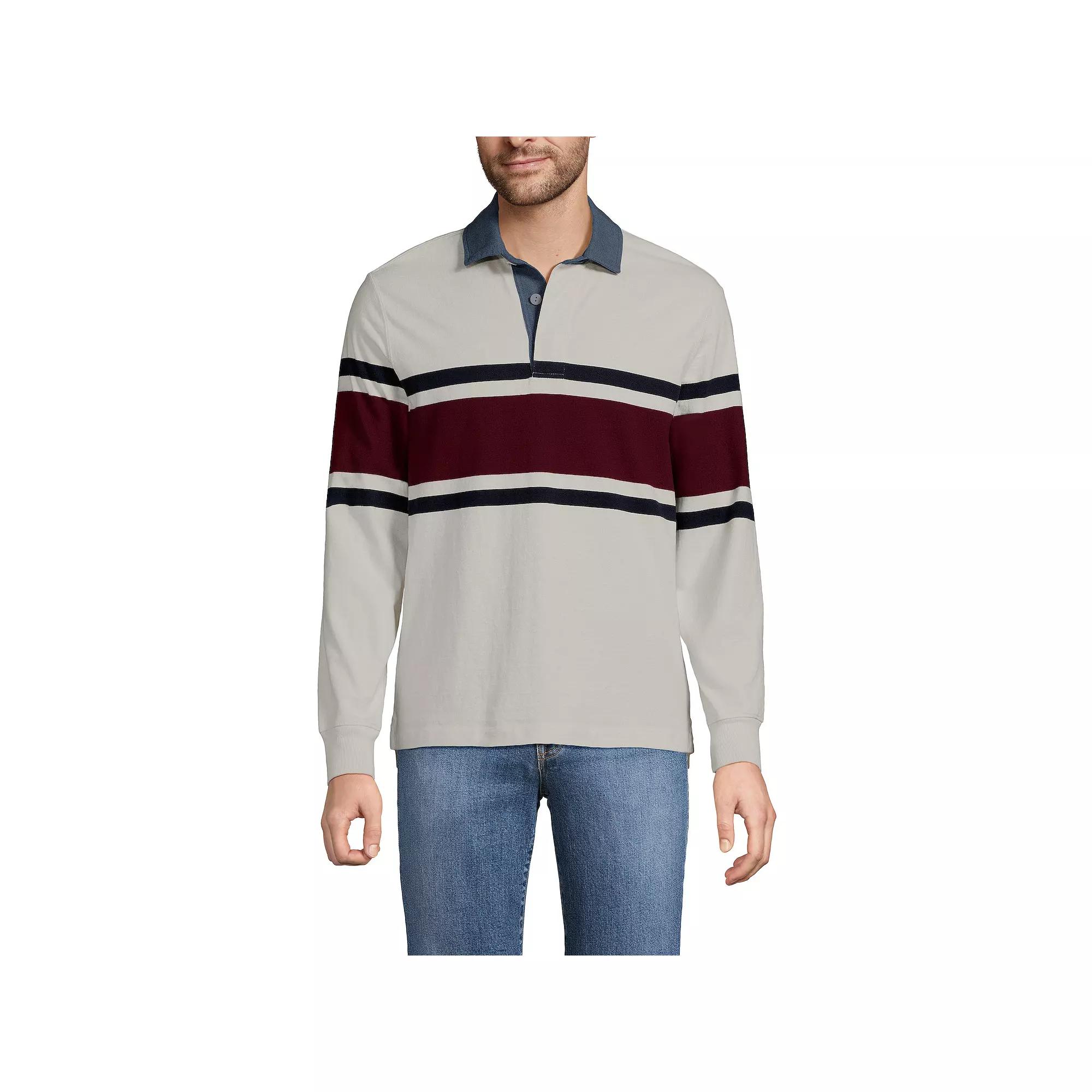 Men's Lands' End Striped Rugby Shirt,  Product Image