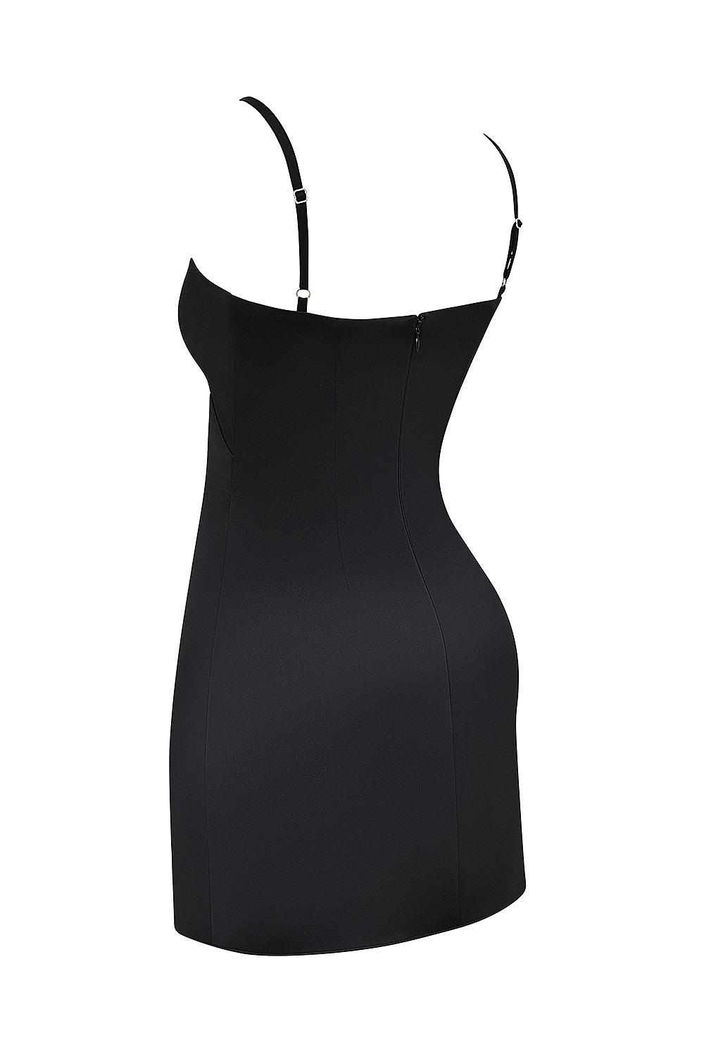 Dainty  black square neck a-line mini dress - sale Product Image