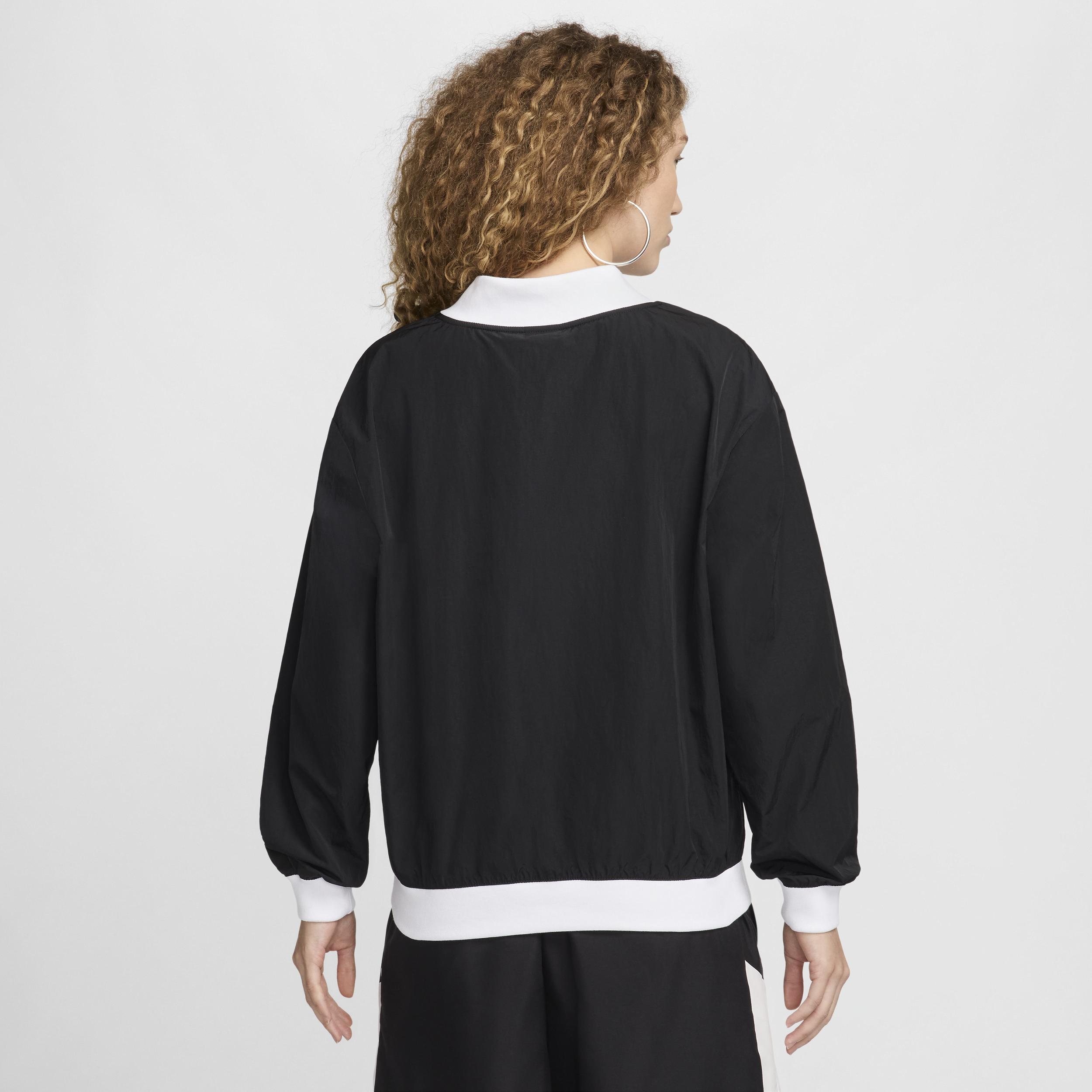 Womens Nike Sportswear Essential Loose UV Woven Long-Sleeve V-Neck Top | FV7649-010 Product Image