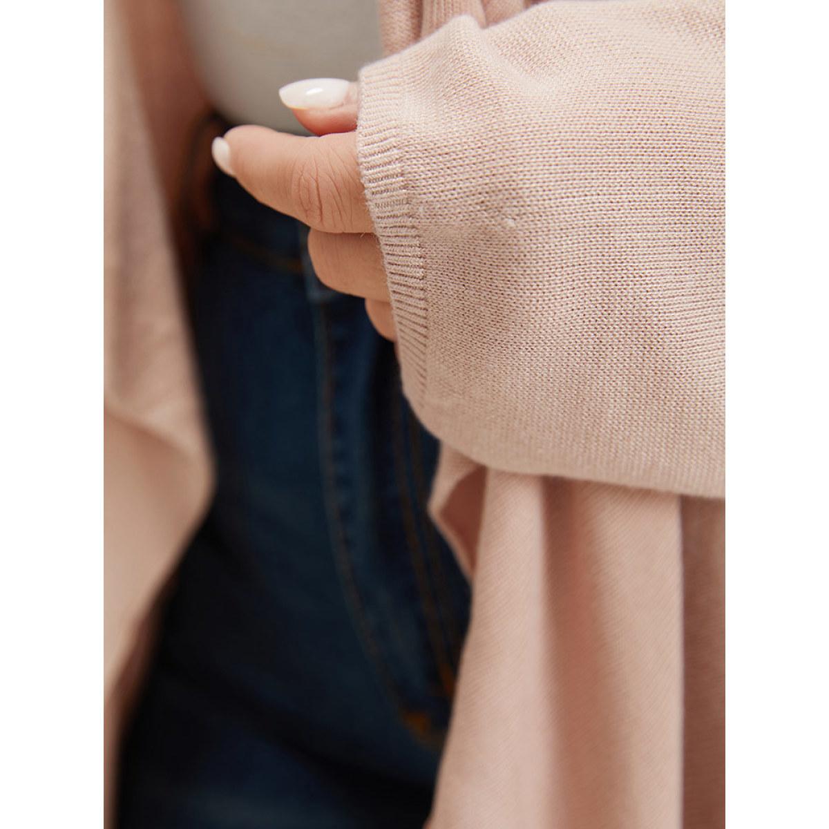 Plus Size Supersoft Essentials Solid Asymmetrical Hem Lapel Collar Cardigan DustyPink Women Casual Loose Long Sleeve Dailywear Cardigans BloomChic 18-20/2X Product Image