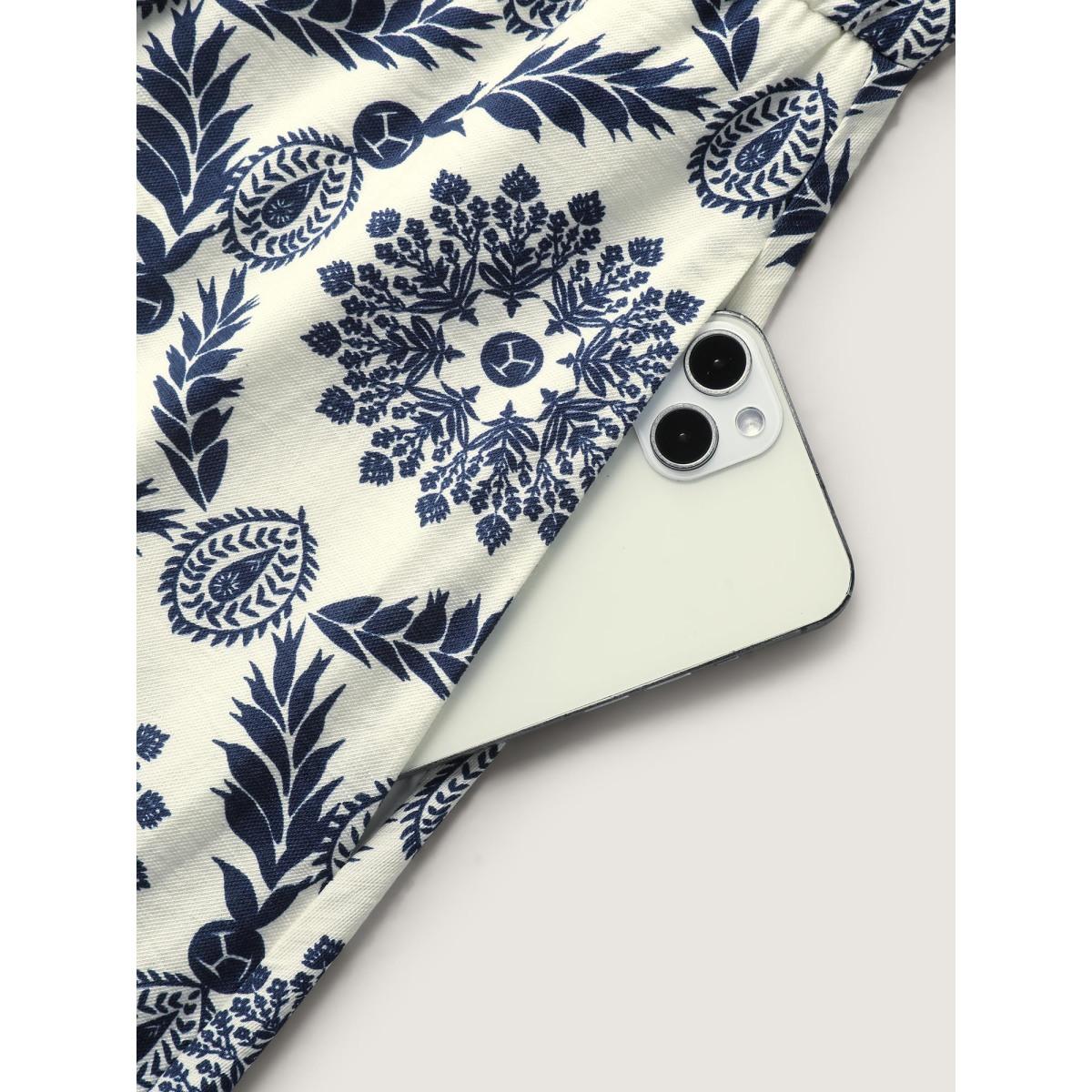 Plus Size Rayon Ornate Print Knotted Shoulder Dress WhiteSmoke Women Tie knot U-neck Sleeveless Curvy BloomChic 28/5X Product Image