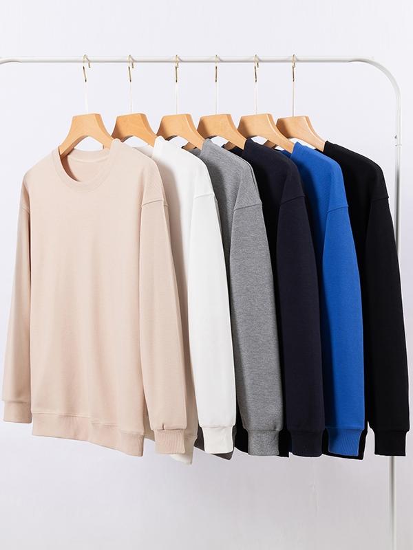 Men’s Solid Color Twill Crew Neck Oversized Hoodie Product Image