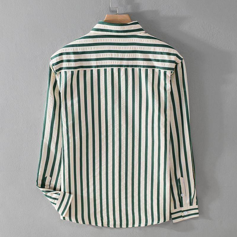 Long Sleeve Collared Striped Shirt Product Image