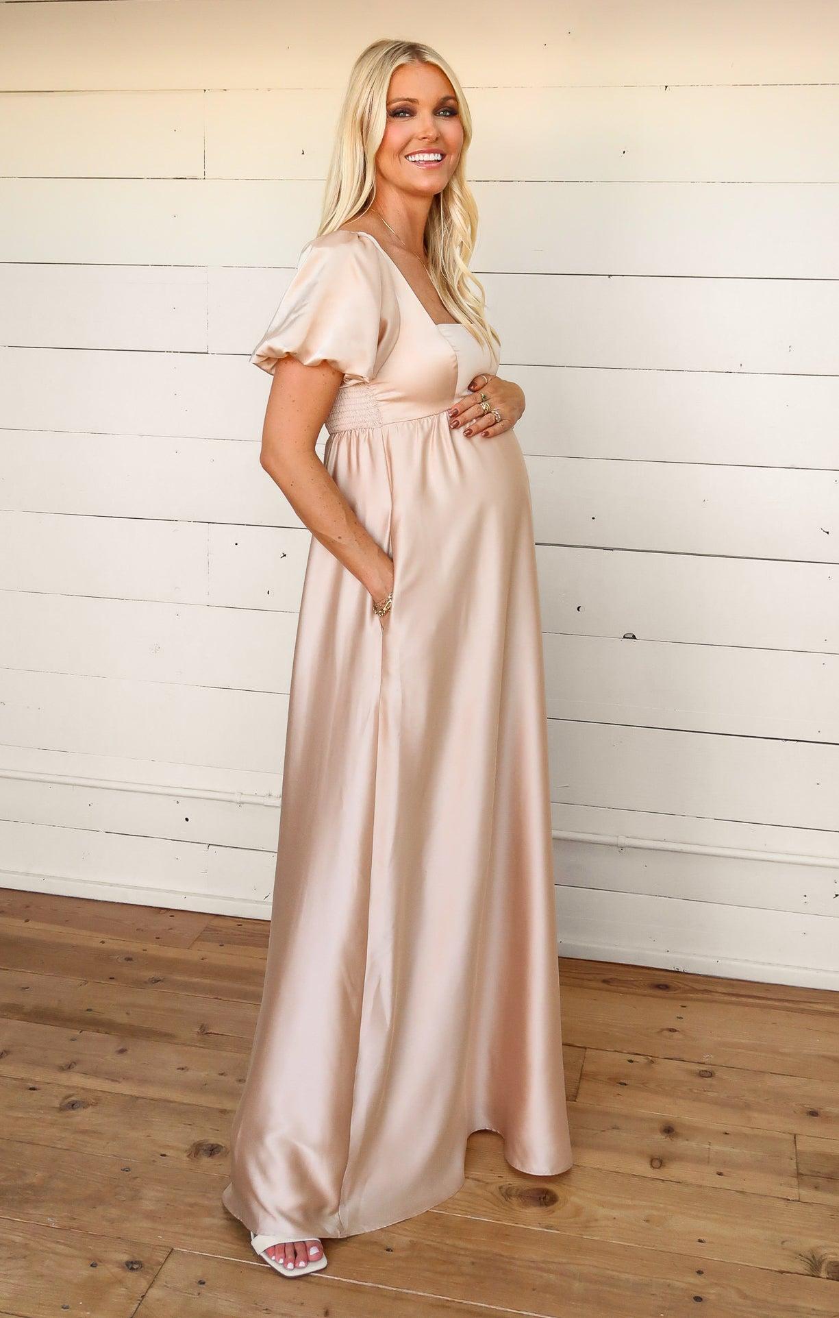 Nora Maxi Dress ~ Champagne Luxe Satin Product Image