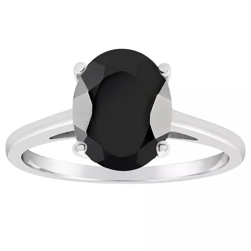 Alyson Layne 14k Gold Oval Black Onyx Solitaire Ring, Womens 14k White Gold Product Image