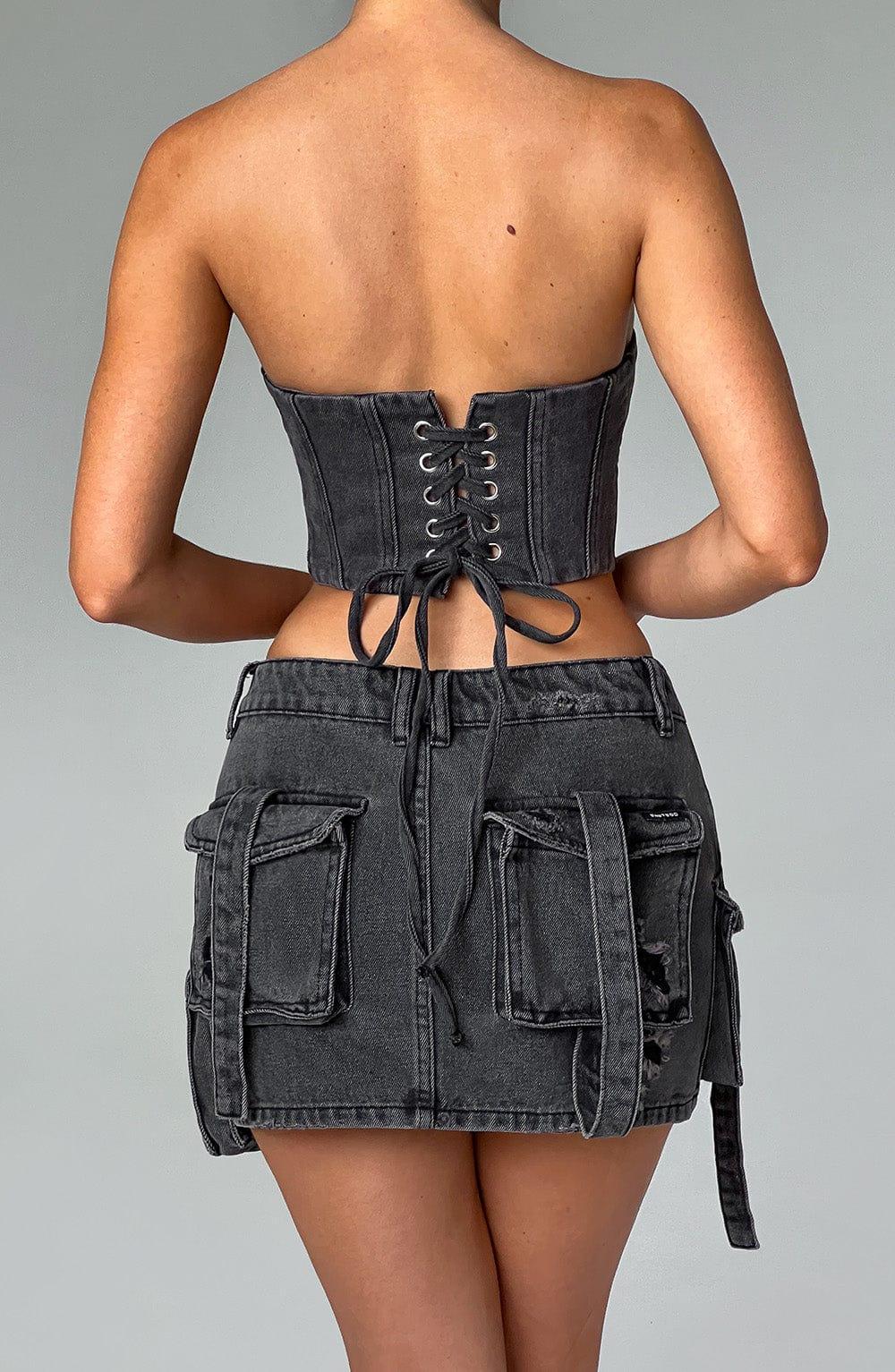 Billie Mini Skirt - Black Wash Product Image