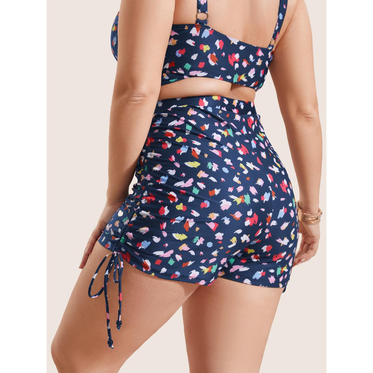 Plus Size Allover Print Drawstring Skinny Swim Bottom Women's Swimwear Aegean Beach Drawstring High stretch Skinny High Rise Curve Swim Bottoms BloomChic 18-20/2X Product Image