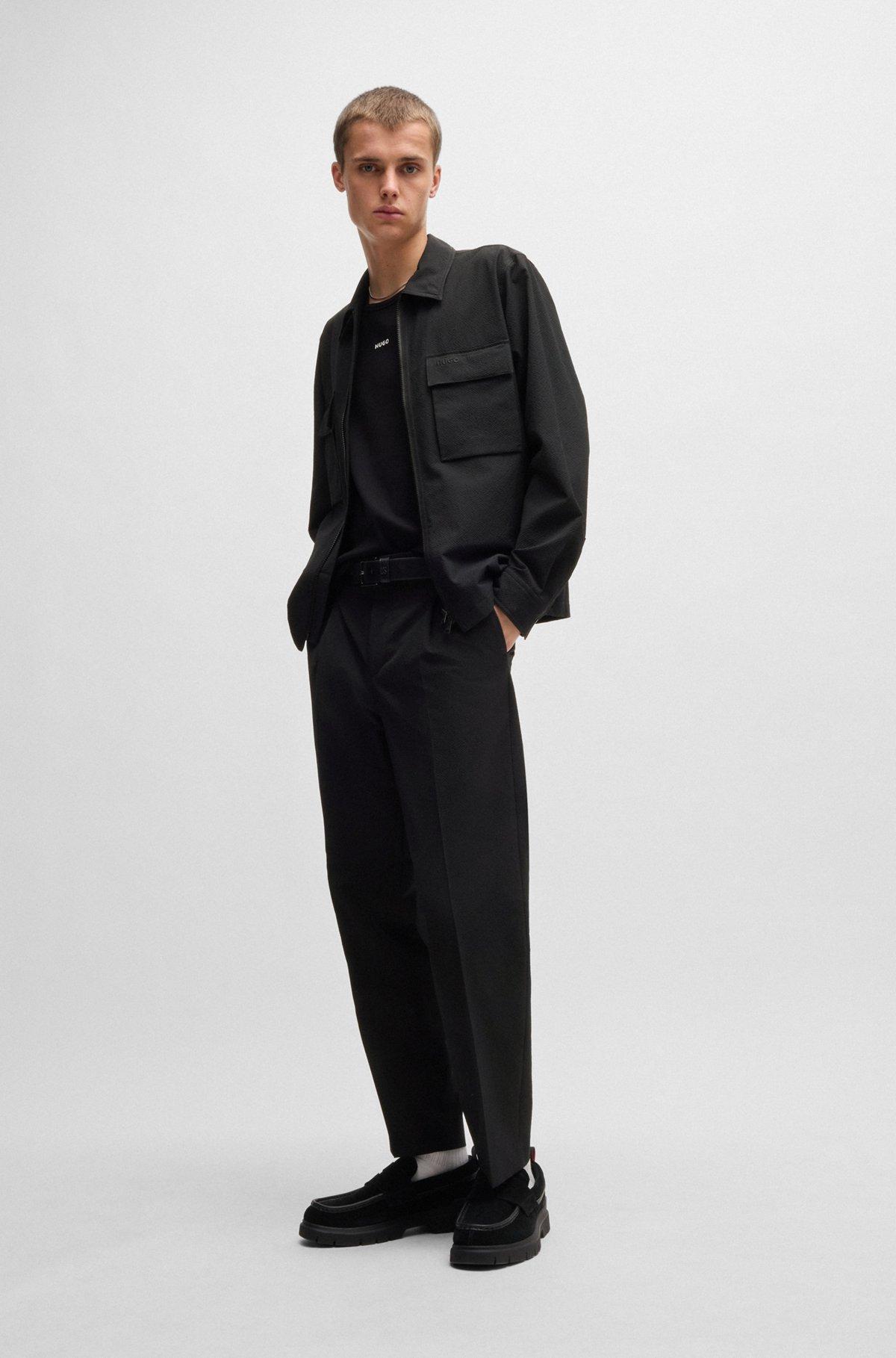 Oversize-fit overshirt in water-repellent seersucker Product Image