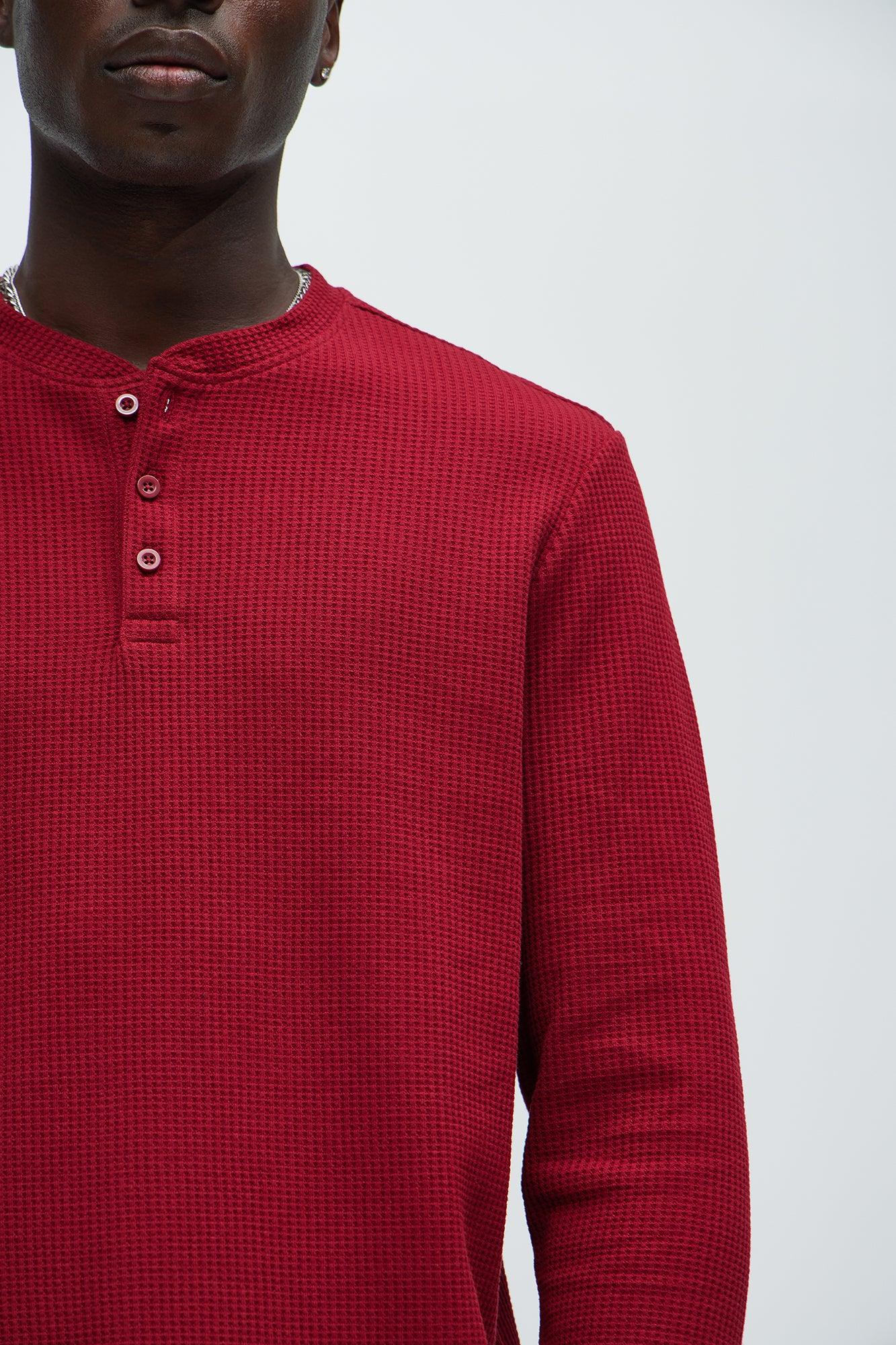 Wesley Long Sleeve Henley - Burgundy Product Image