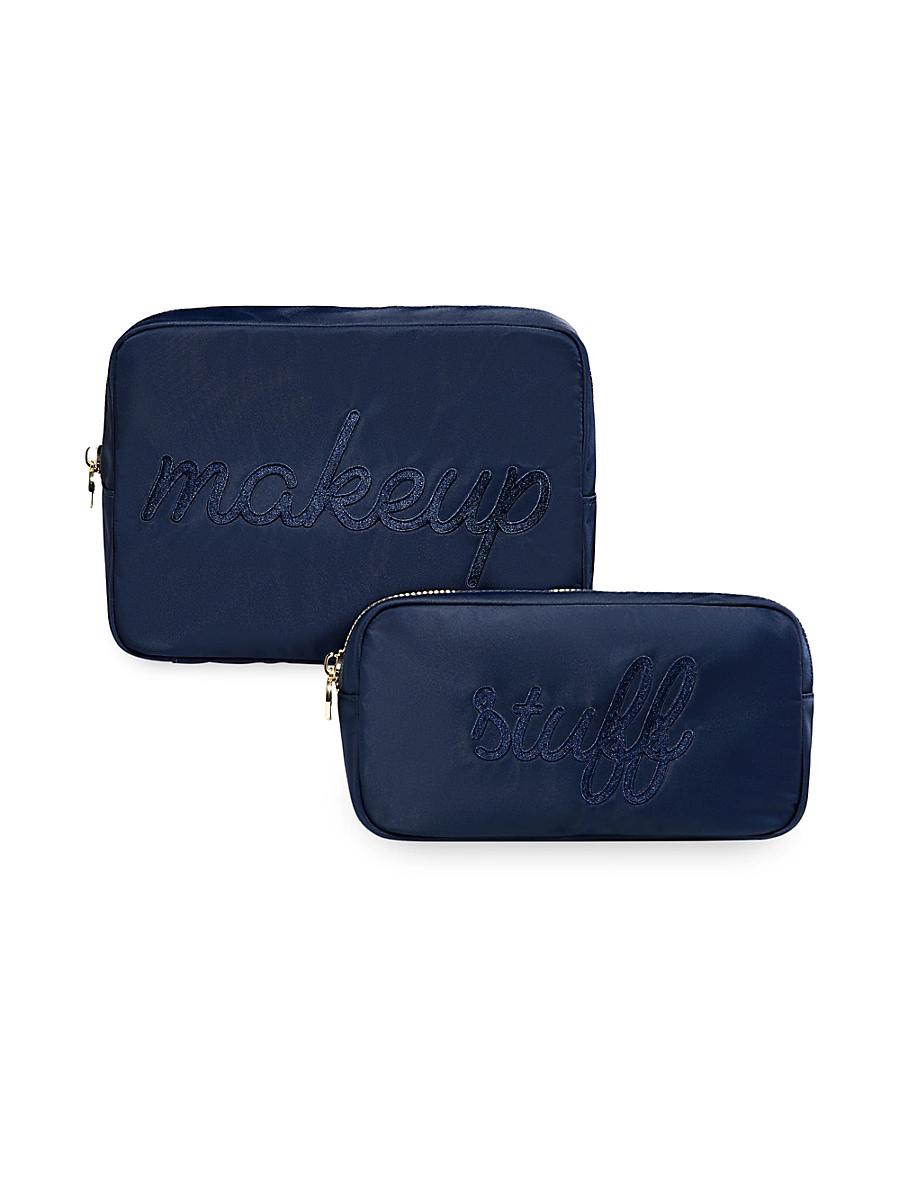 Womens Two-Piece Embroidered Nylon Pouch Set Product Image