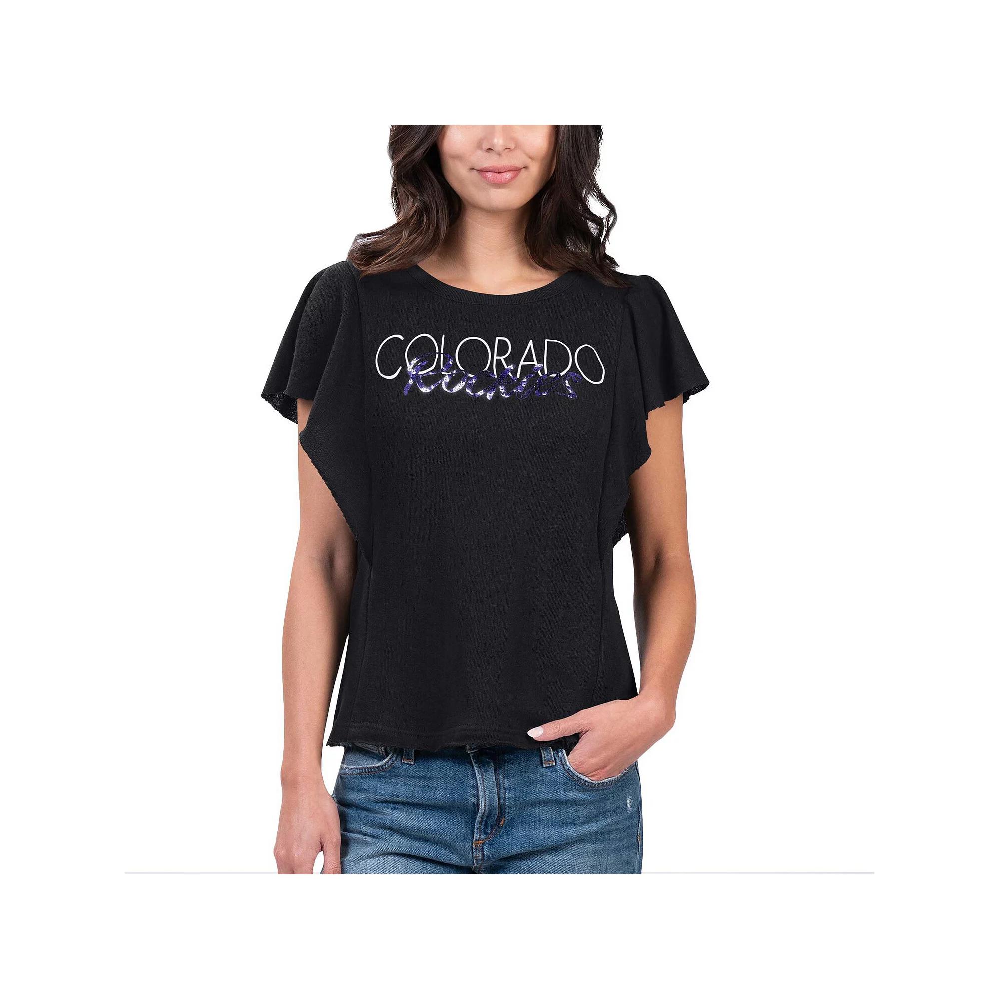 Women's G-III 4Her by Carl Banks Black Colorado Rockies Crowd Wave T-Shirt,  Product Image