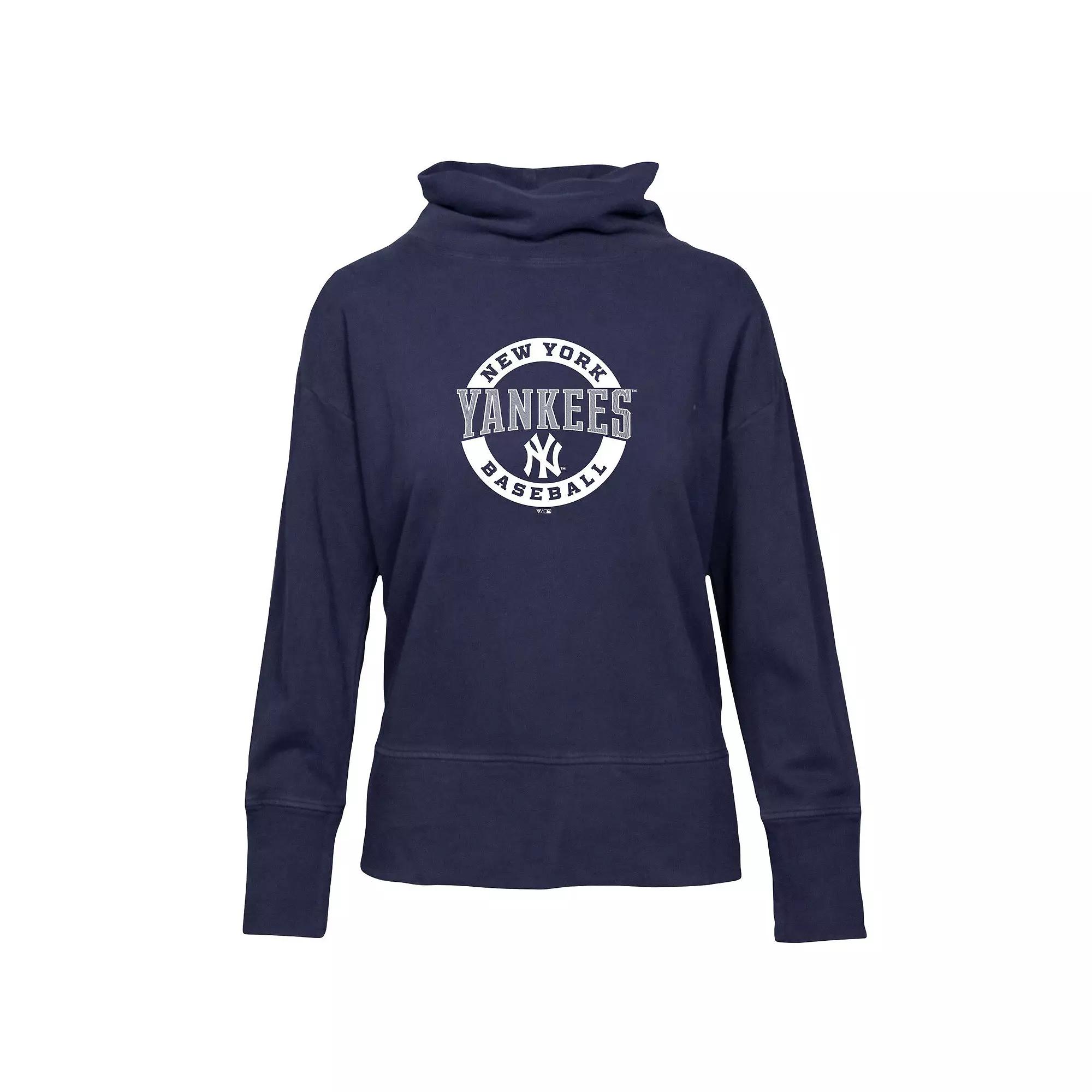 Women's Levelwear Navy New York Yankees Sunset Farm Team Pullover Sweatshirt,  Product Image