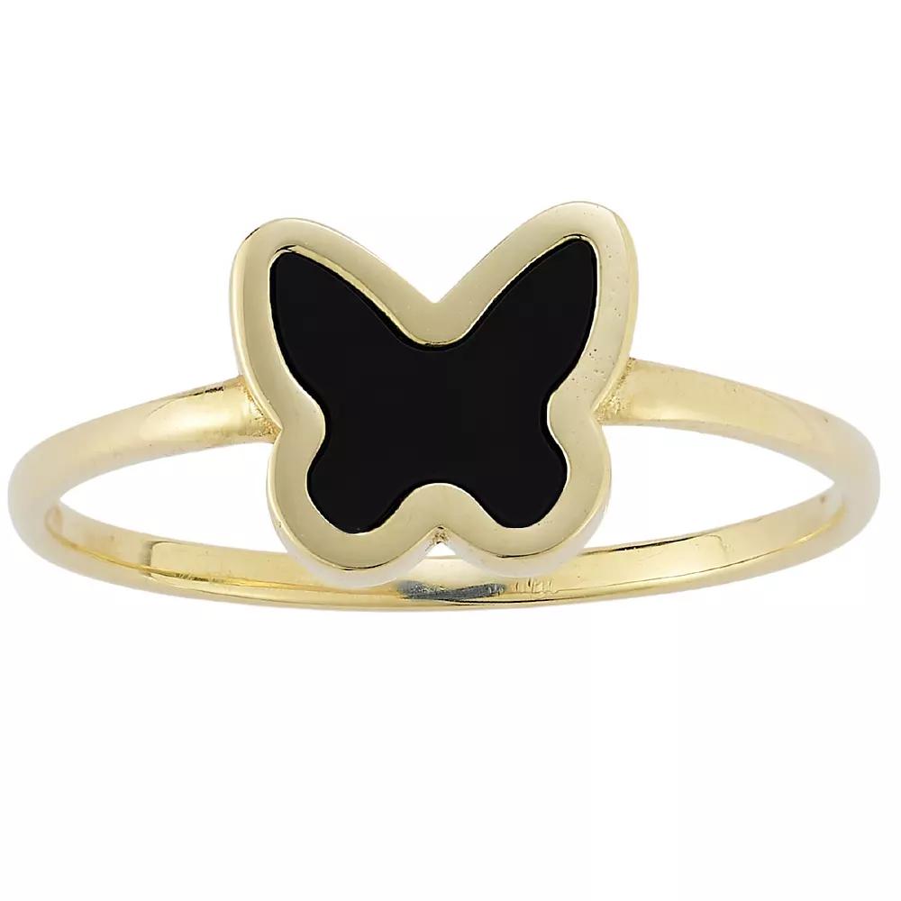 LUMINOR GOLD 14k Gold Onyx Butterfly Ring, Women's, Size: 6, Black Onyx Product Image
