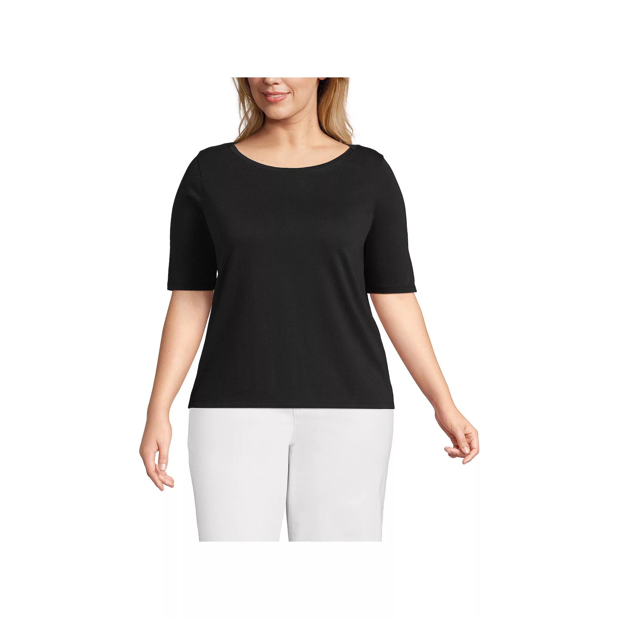 Plus Size Lands' End Supima Top, Women's, Size: 1XL, Fresh Ivory Product Image