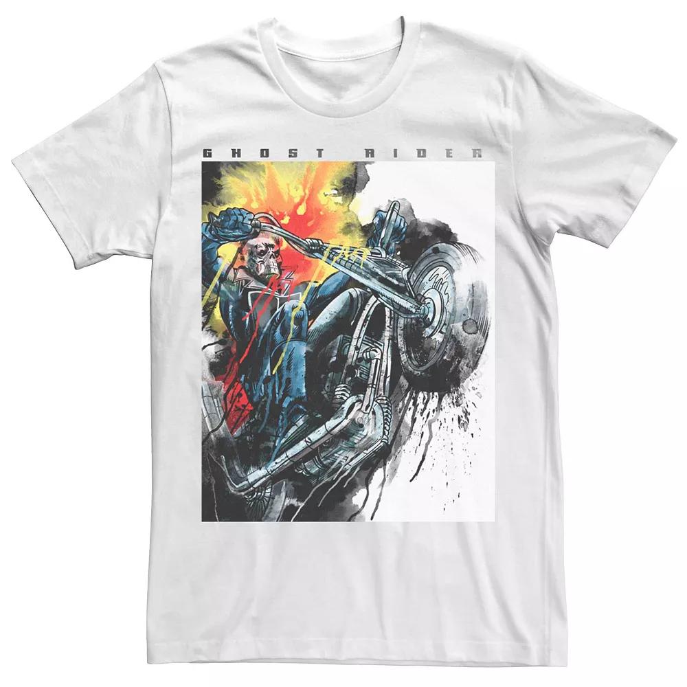 Men's Marvel Ghost Rider Watercolor Painted Poster Tee,  Product Image