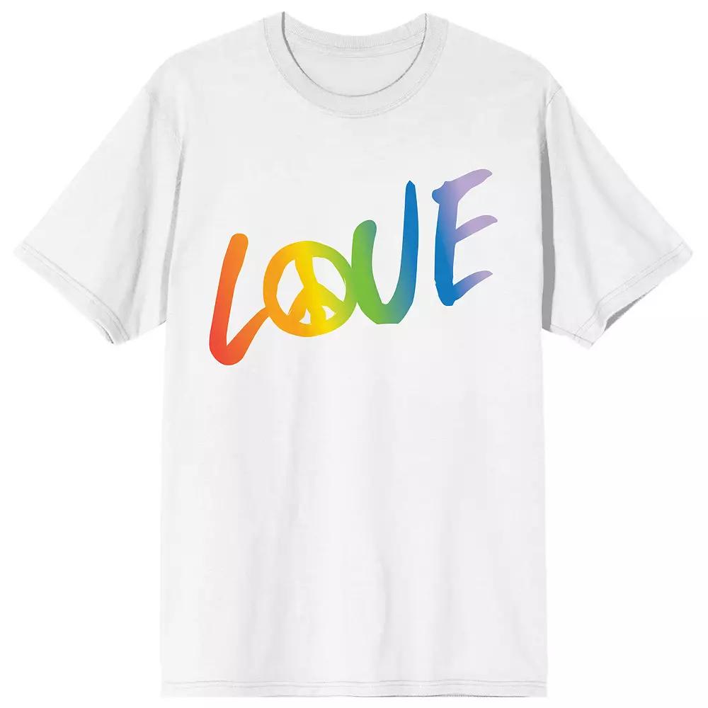 Men's Pride Love With Peace Sign Tee, Size: Small, White Product Image