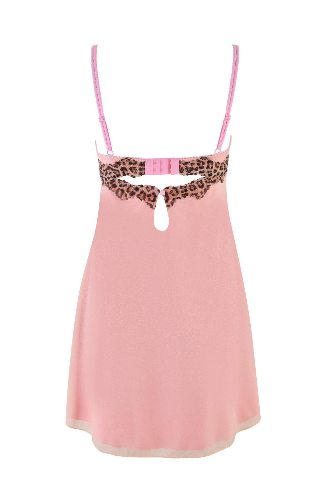 AMARI SLIP DRESS - PINK : LEOPARD Product Image