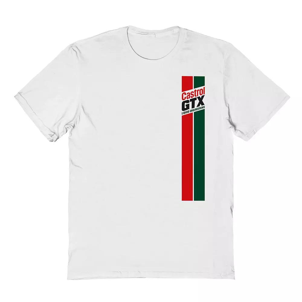 Men's Castrol Box Racing Stripe Graphic Tee, Size: Large, White Product Image