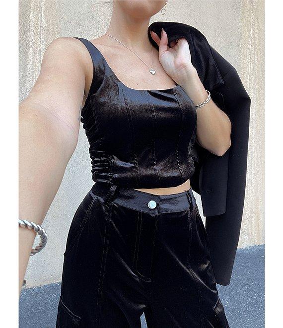 GB Woven Velvet Corset Top Product Image