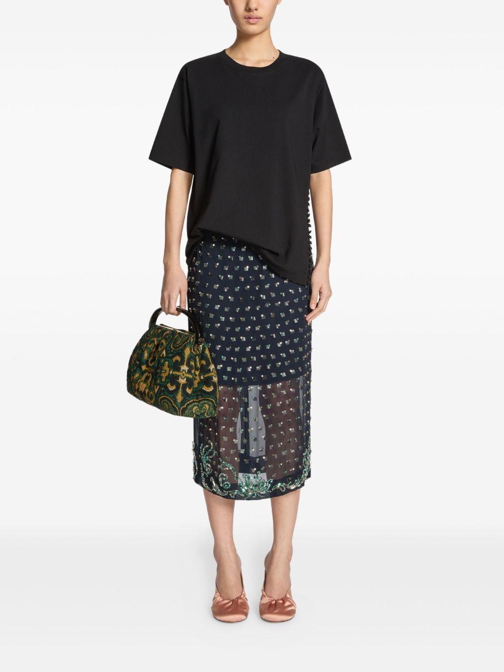 rhinestone-embellished sheer-panel skirt Product Image