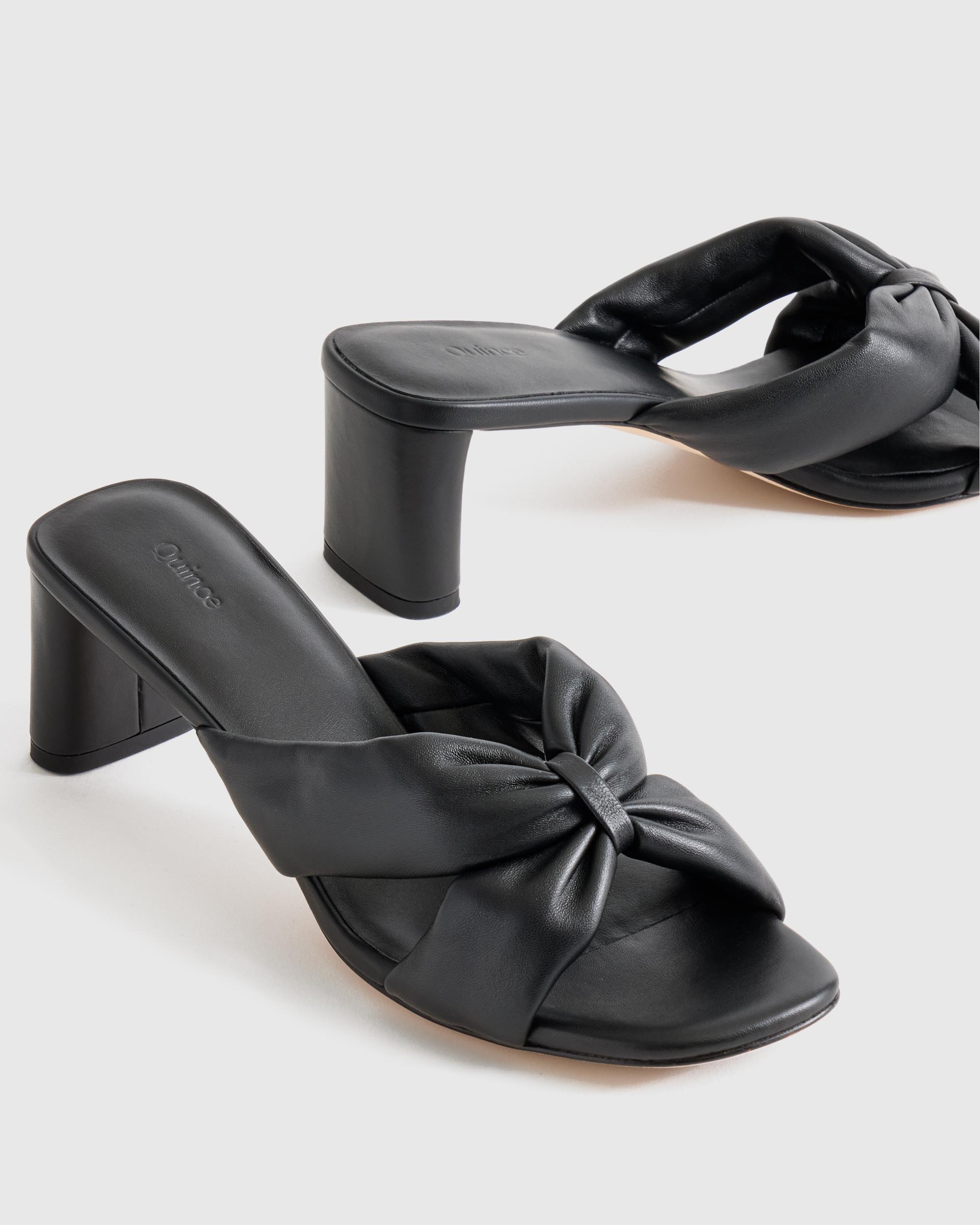 Quince | Women's Italian Leather Twist Mid Heel Mule Product Image