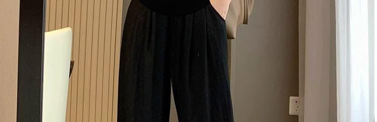 Maternity Elastic Waist Plain Crop Harem Pants Product Image