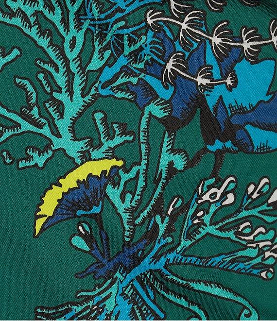 Murano Shape of Water Collection Slim Fit Placed Print Short Sleeve Woven Camp Shirt Product Image