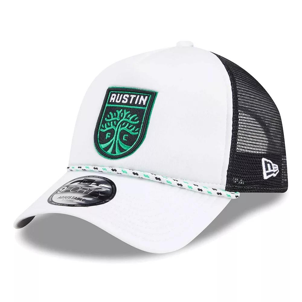 Men's New Era White/Black Austin FC Court Sport Foam A-Frame 9FORTY Adjustable Trucker Hat, Afc White Product Image