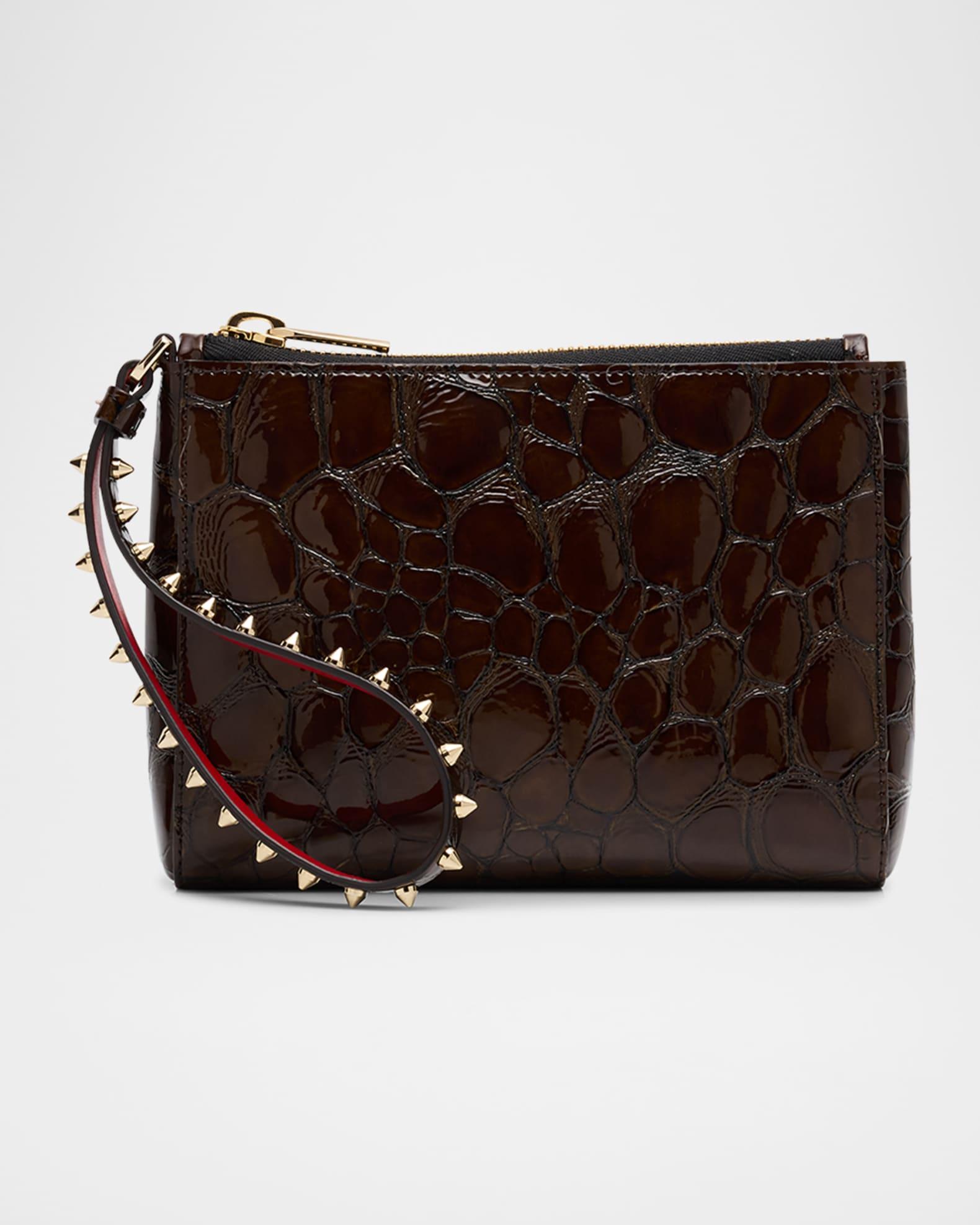 Cabata Mini Croc-Embossed Leather Wristlet Pouch Product Image