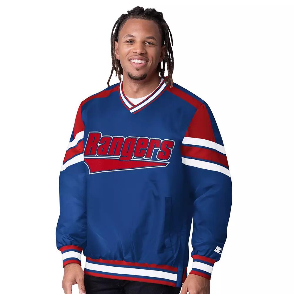 Men's Starter Blue New York Rangers Reliver I V-Neck Pullover Jacket,  Product Image