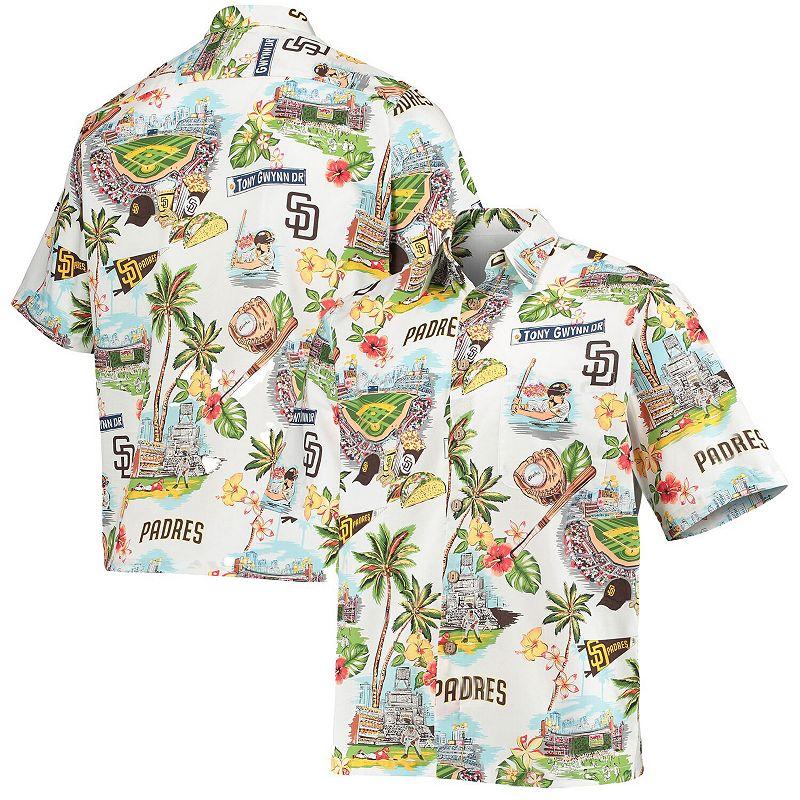 Men's Reyn Spooner White San Diego Padres Scenic Logo Button-Up Shirt,  Product Image