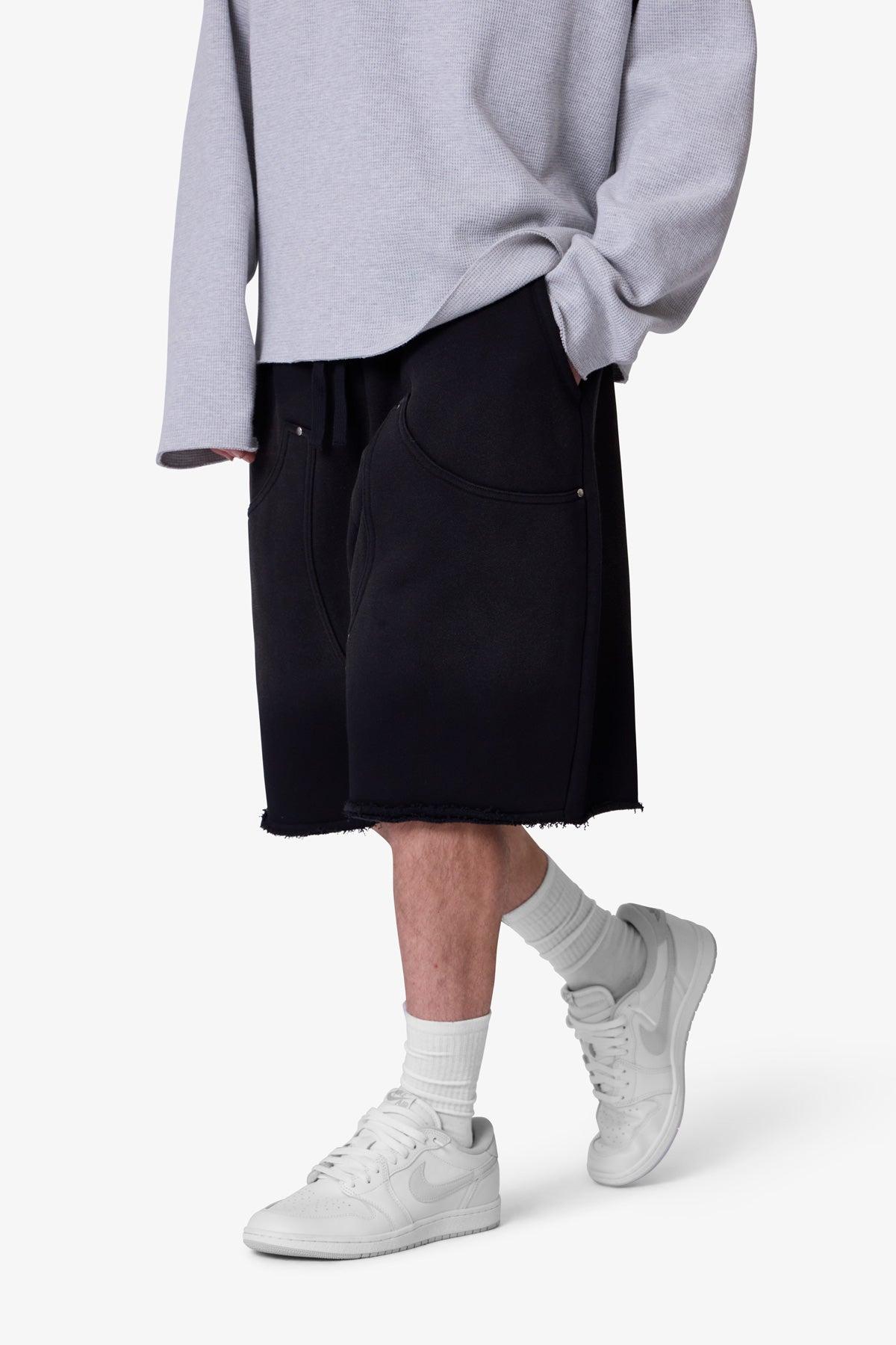 West Double Knee Sweatshorts - Washed Black Product Image