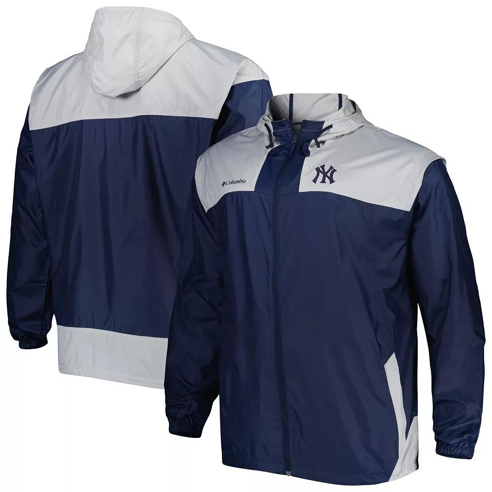 Men's Columbia Navy New York Yankees Flash Forward Challenger Omni-Shade Full-Zip Windbreaker, Size: 3XB, Blue Product Image
