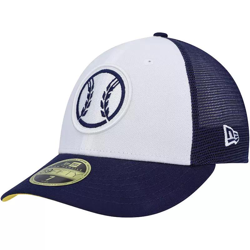 Men's New Era White/Navy Milwaukee Brewers 2023 On-Field Batting Practice Low Profile 59FIFTY Fitted Hat,  Product Image