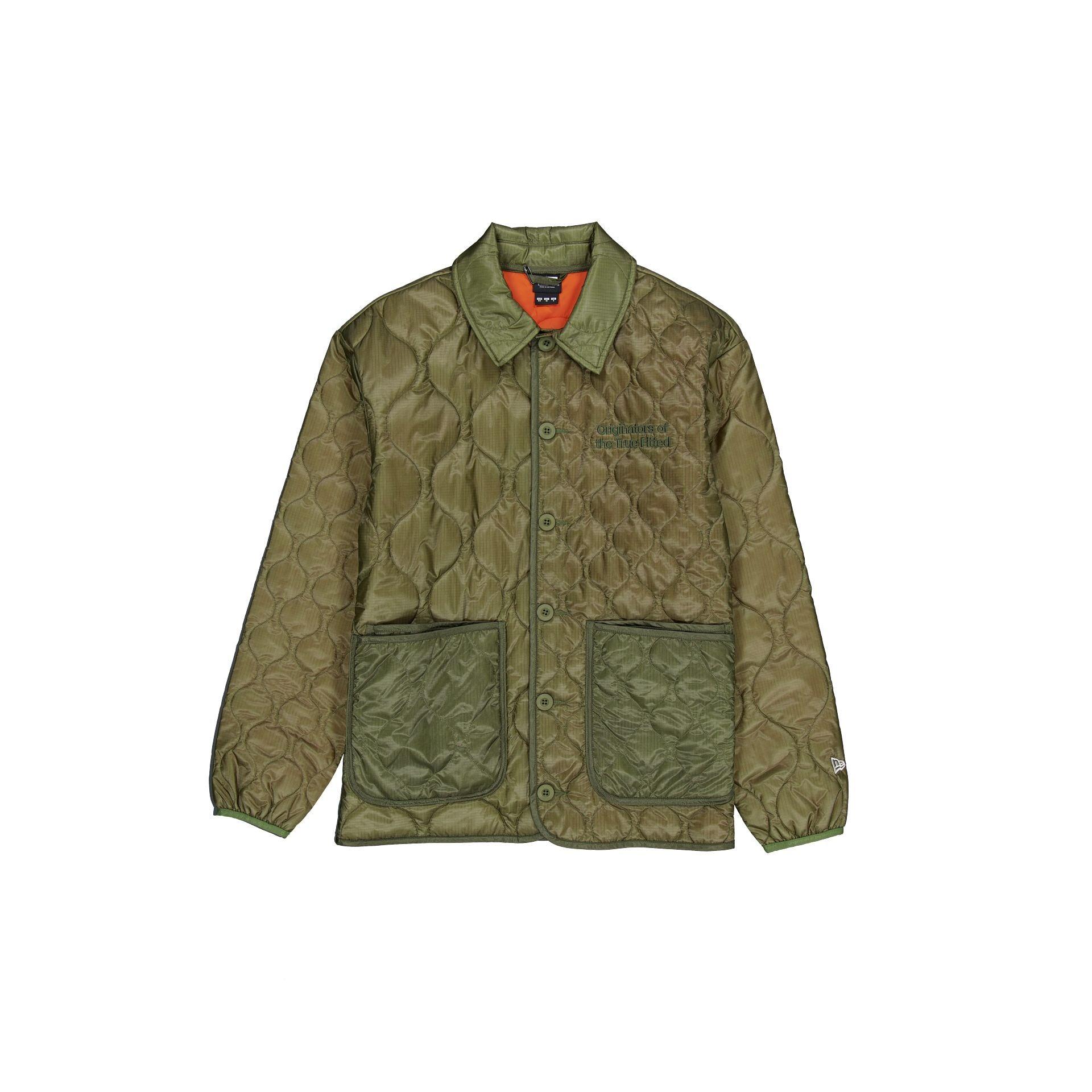 New Era Cap Quilted Button Up Dark Khaki Jacket Male Product Image
