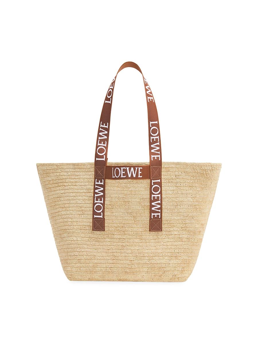 Womens Fold Logo-Handle Raffia Shopper Product Image
