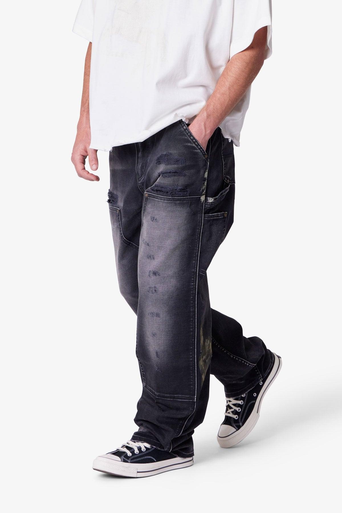 Faded Distressed Carpenter Pants - Black Product Image