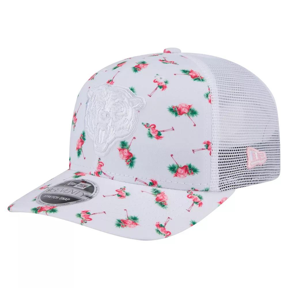 Men's New Era White Chicago Bears Adventure Flamingo Pattern 9SEVENTY Stretch-Snap Hat Product Image