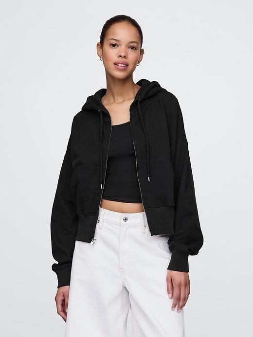 French Terry Oversized Zip Wedge Hoodie Product Image