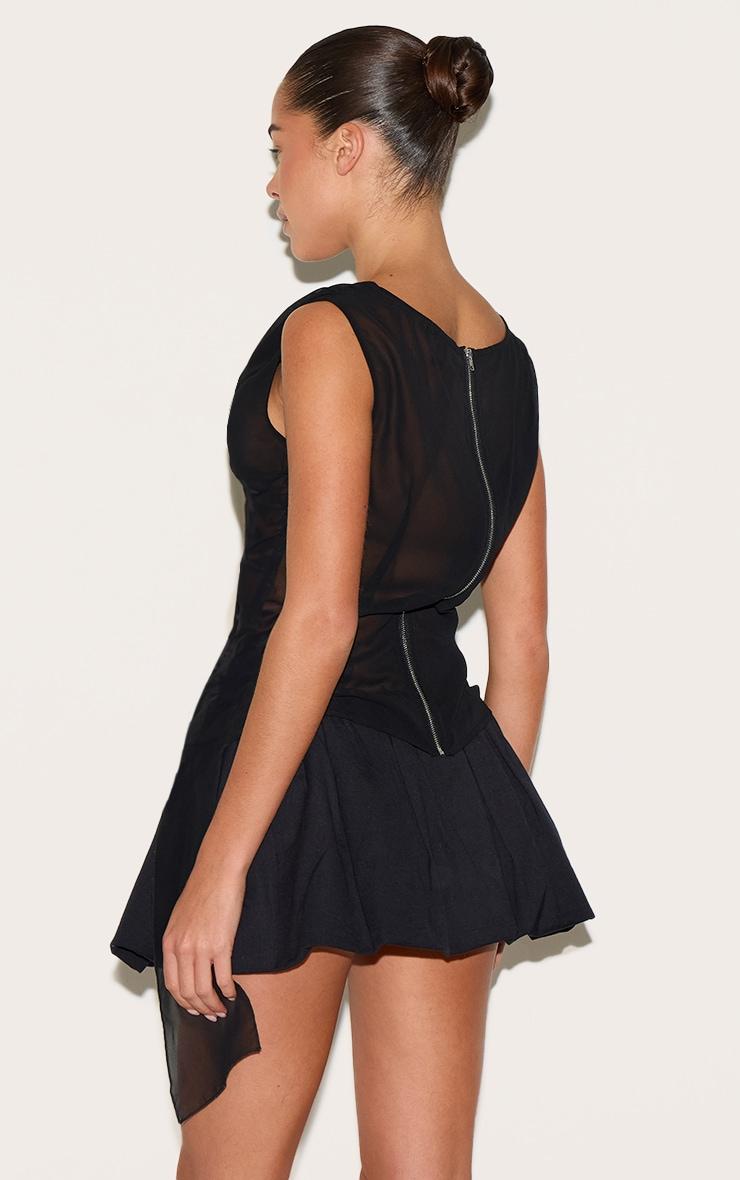 Black Chiffon Sleeveless Drape Long Top Product Image